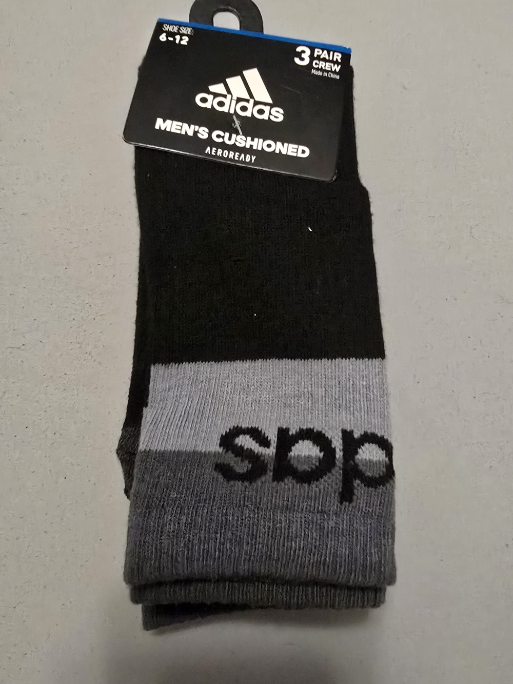 adidas Men's Athletic Crew Socks in Black and Gray - 3 Pack